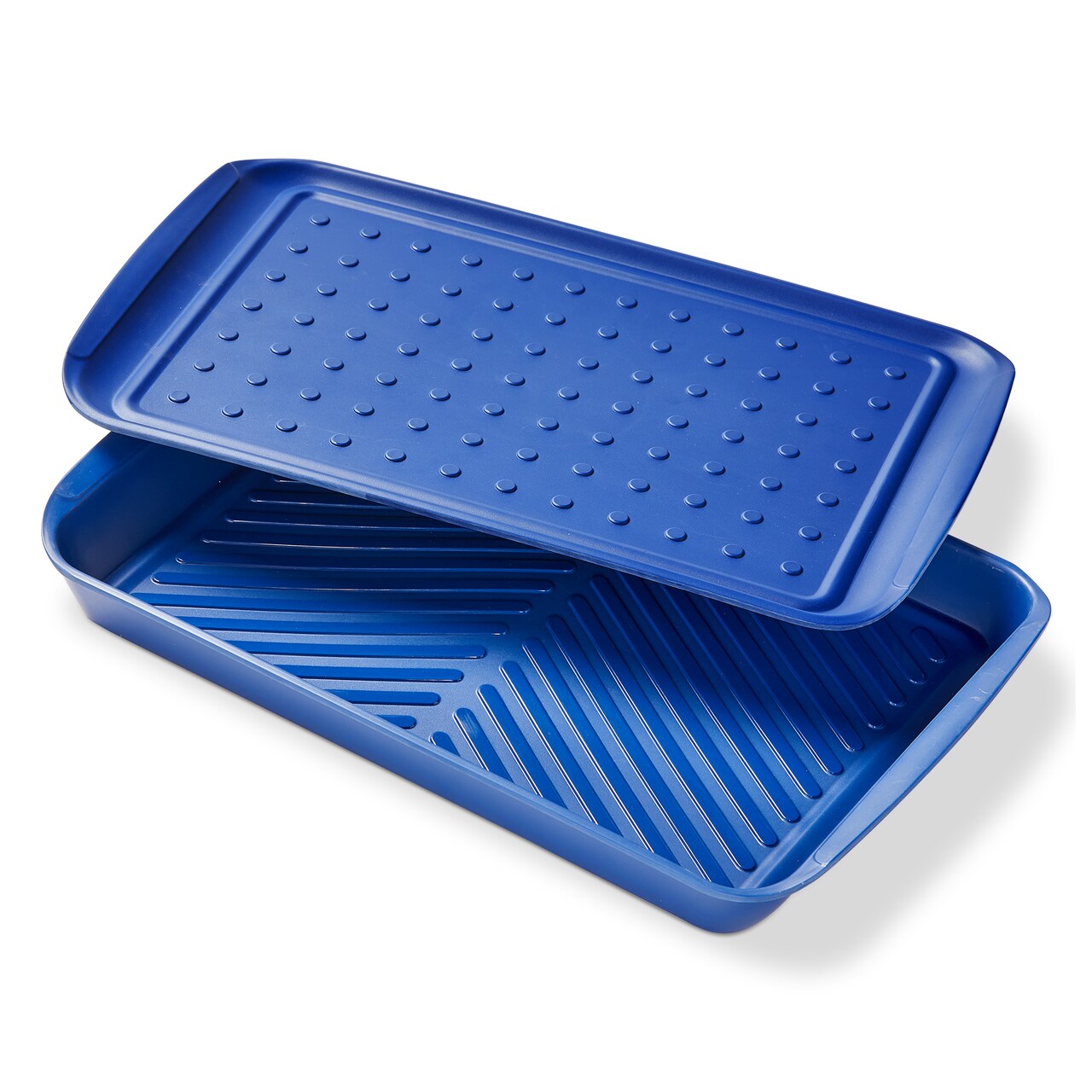 Melmn Grill Marinade & Prep Tray - 17" x 10" Blue Melamine Platter, Dishwasher Safe, Perfect for Everyday Use